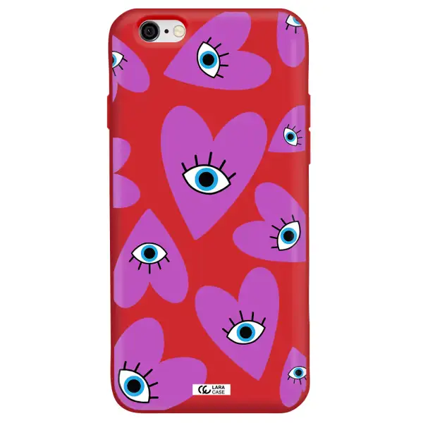 a purple heart with eyes and a black eye Apple iPhone 6 Silicone Imperial Red Case