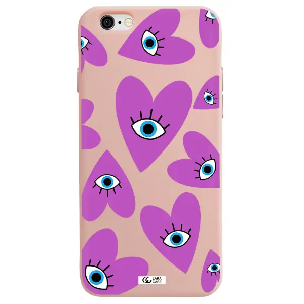 a purple heart with eyes and a black eye Apple iPhone 6 Silicone pastel pink Case
