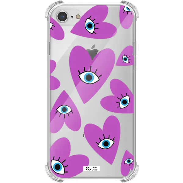 a purple heart with eyes and a black eye Apple iPhone 7 Clear PC Case