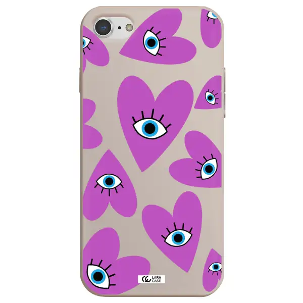 a purple heart with eyes and a black eye Apple iPhone 7 Silicone Stone Case