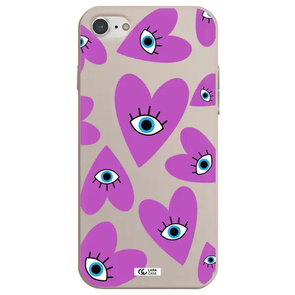 a purple heart with eyes and a black eye Apple iPhone 8 Silicone Stone Case