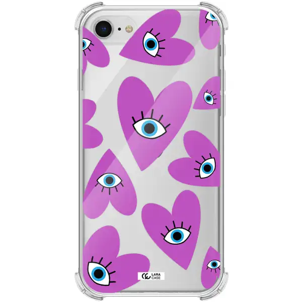 a purple heart with eyes and a black eye Apple iPhone se 2020 Clear PC Case