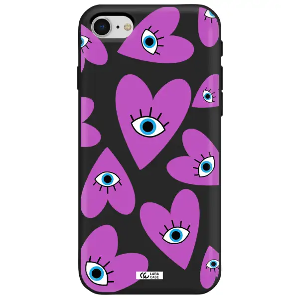 a purple heart with eyes and a black eye Apple iPhone se 2020 Silicone black Case