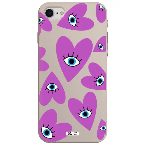 a purple heart with eyes and a black eye Apple iPhone se 2020 Silicone Stone Case