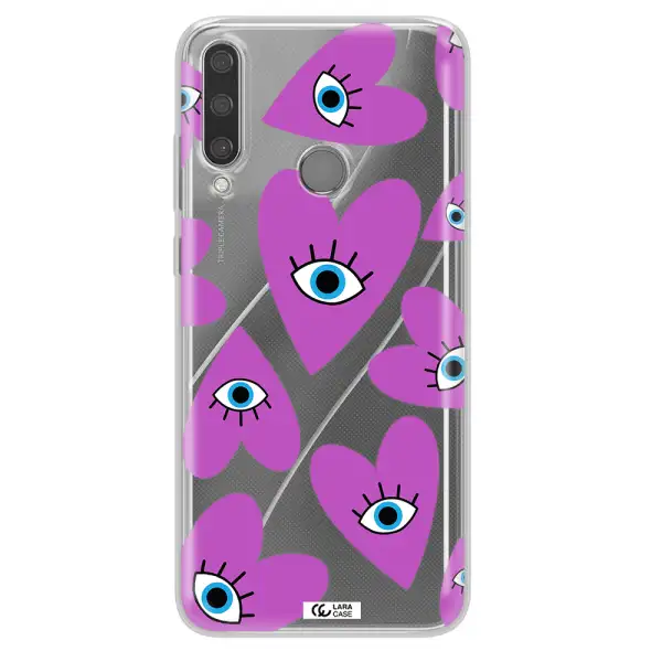 A Purple Heart With Eyes And A Black Eye Huawei Y6P Clear Tpu Case