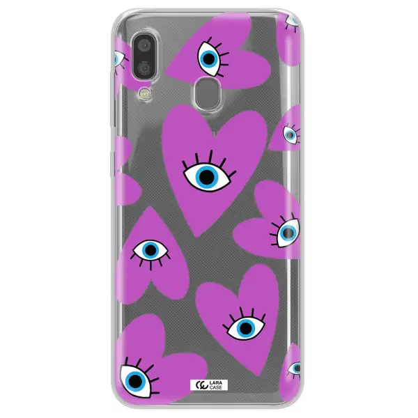 A Purple Heart With Eyes And A Black Eye Samsung A20 Clear Tpu Case