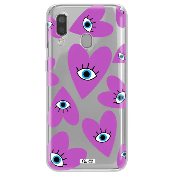 A Purple Heart With Eyes And A Black Eye Samsung A40 Clear Tpu Case