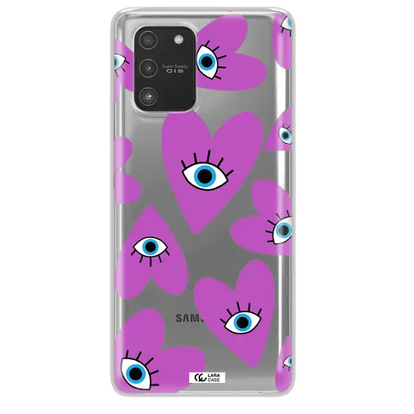 A Purple Heart With Eyes And A Black Eye Samsung A91 Clear Tpu Case