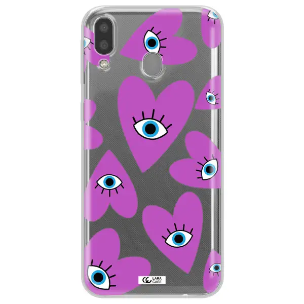 A Purple Heart With Eyes And A Black Eye Samsung M20 Clear Tpu Case