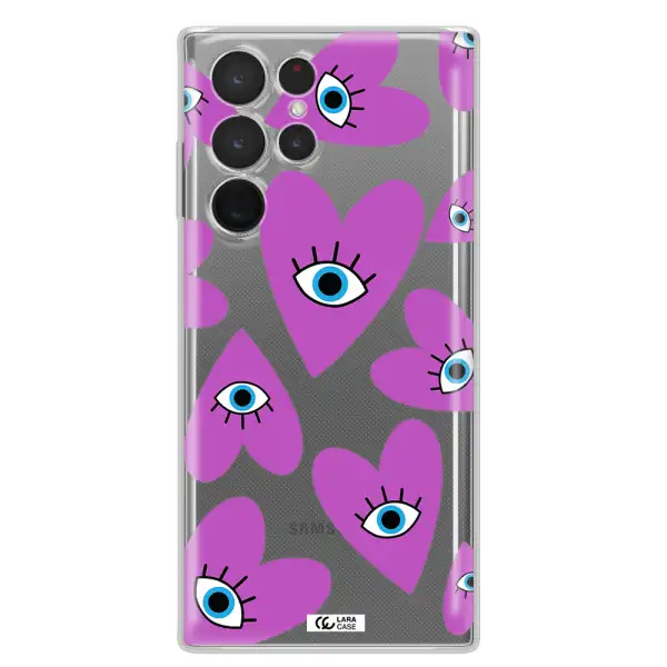 A Purple Heart With Eyes And A Black Eye Samsung S 22 Ultra Clear Tpu Case