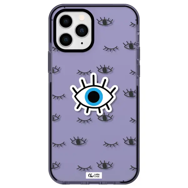 a blue eye with black eyeballs and eyelashes Apple iPhone 11 pro impact Lilac Case