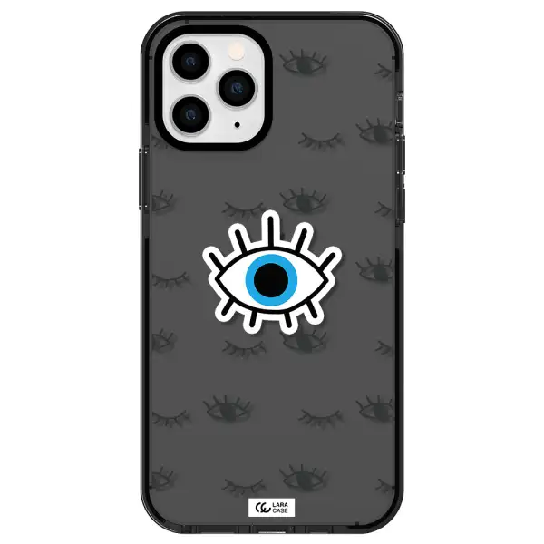 a blue eye with black eyeballs and eyelashes Apple iPhone 11 pro impact Smoke Black Case