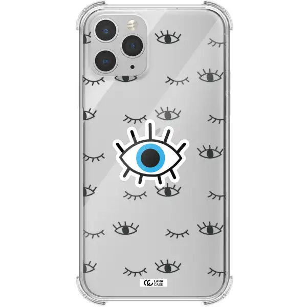 a blue eye with black eyeballs and eyelashes Apple iPhone 11 pro max Clear PC Case