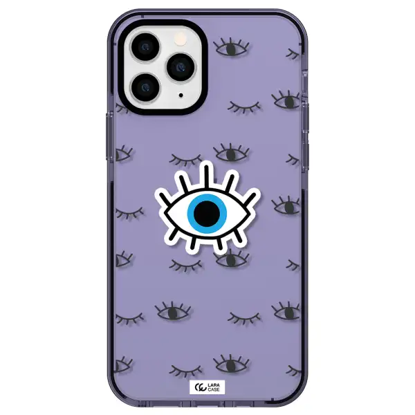 a blue eye with black eyeballs and eyelashes Apple iPhone 11 pro max impact Lilac Case