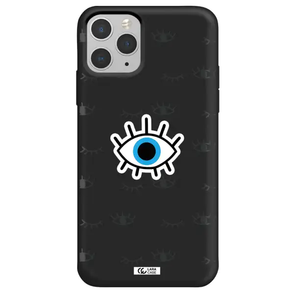 a blue eye with black eyeballs and eyelashes Apple iPhone 11 pro max Silicone black Case