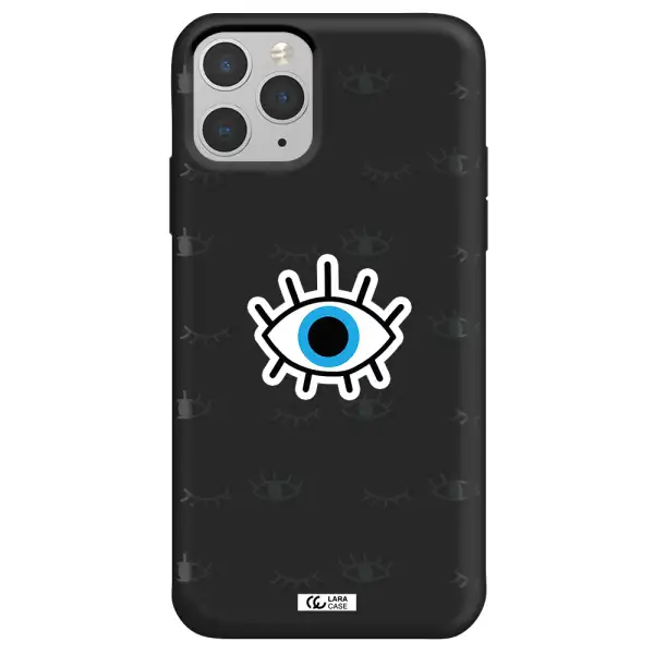 a blue eye with black eyeballs and eyelashes Apple iPhone 11 pro Silicone black Case