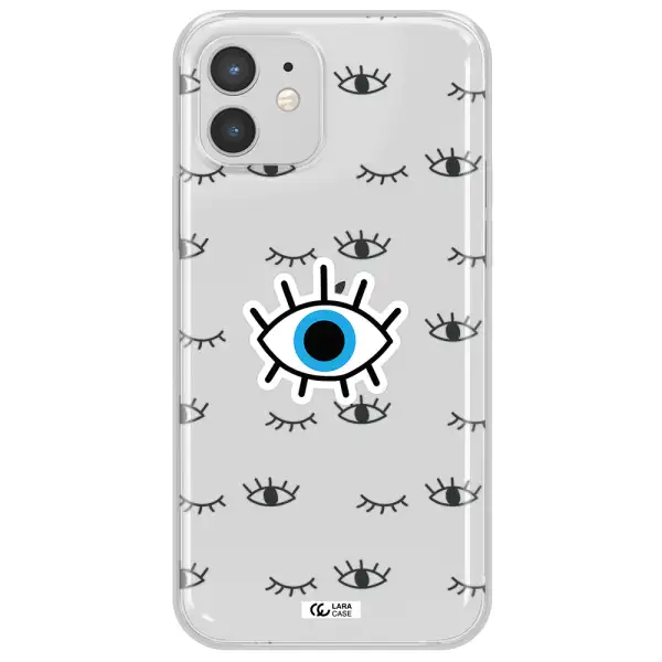 A Blue Eye With Black Eyeballs And Eyelashes Apple Iphone 12 Mini Clear Tpu Case