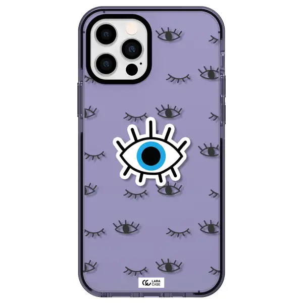 a blue eye with black eyeballs and eyelashes Apple iPhone 12 pro impact Lilac Case