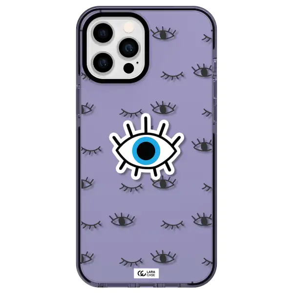 a blue eye with black eyeballs and eyelashes Apple iPhone 12 pro max impact Lilac Case