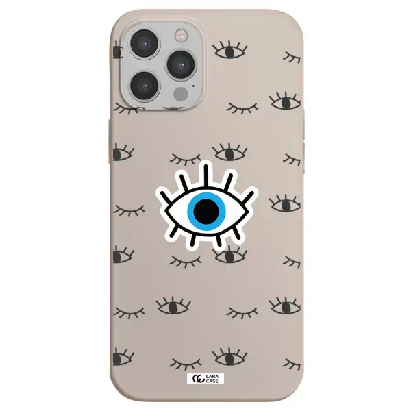 a blue eye with black eyeballs and eyelashes Apple iPhone 12 pro Silicone Stone Case