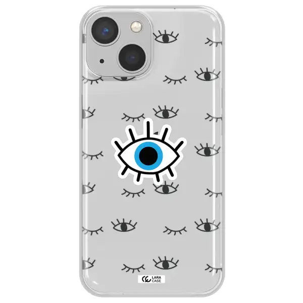 A Blue Eye With Black Eyeballs And Eyelashes Apple Iphone 13 Clear Tpu Case