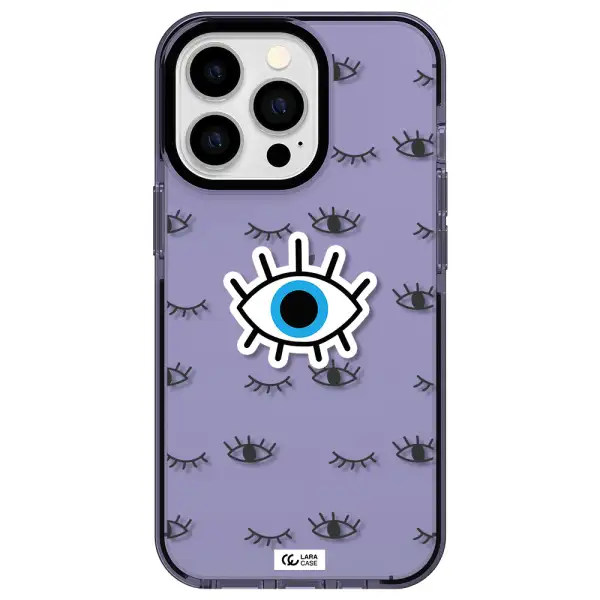 a blue eye with black eyeballs and eyelashes Apple iPhone 13 Pro impact Lilac Case