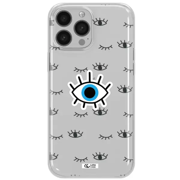 A Blue Eye With Black Eyeballs And Eyelashes Apple Iphone 13 Pro Max Clear Tpu Case