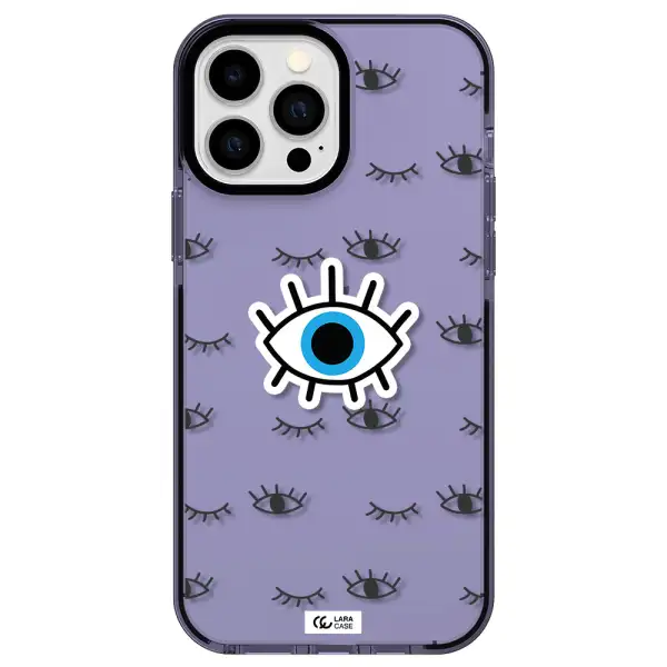 a blue eye with black eyeballs and eyelashes Apple iPhone 13 Pro Max impact Lilac Case