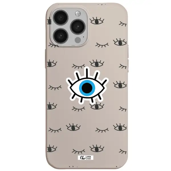 a blue eye with black eyeballs and eyelashes Apple iPhone 13 Pro Silicone Stone Case