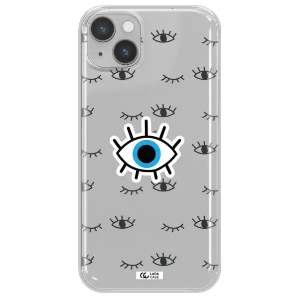 A Blue Eye With Black Eyeballs And Eyelashes Apple Iphone 14 Plus Clear Tpu Case