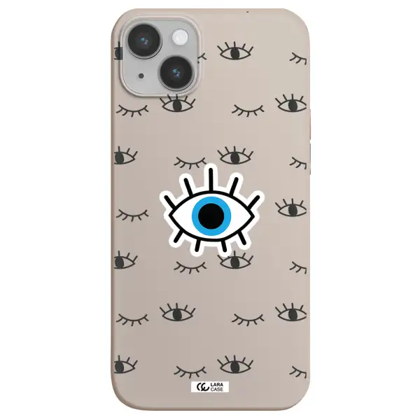 a blue eye with black eyeballs and eyelashes Apple iPhone 14 plus Silicone Stone Case
