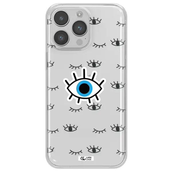 A Blue Eye With Black Eyeballs And Eyelashes Apple Iphone 14 Pro Max Clear Tpu Case