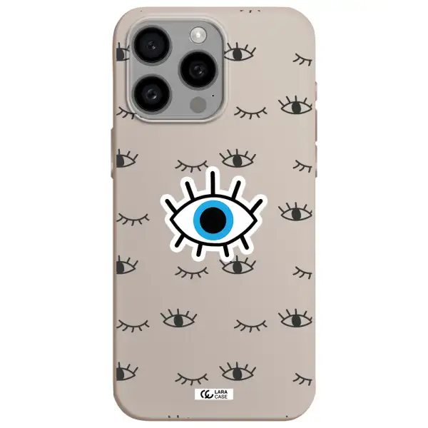 a blue eye with black eyeballs and eyelashes Apple Iphone 15 Pro max Silicone Stone Case