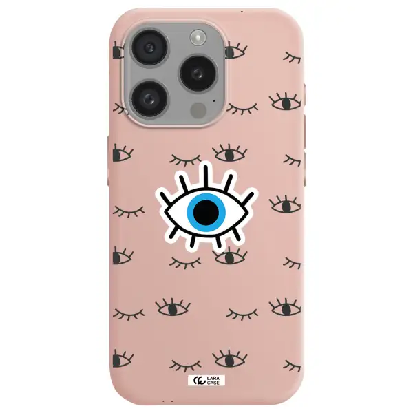 A Blue Eye With Black Eyeballs And Eyelashes Apple Iphone 15 Pro Silicone Pastel Pink Case