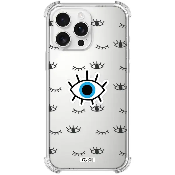 A Blue Eye With Black Eyeballs And Eyelashes Apple Iphone 16 Pro Max Clear Pc Case