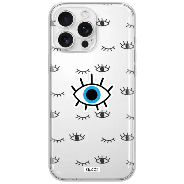 A Blue Eye With Black Eyeballs And Eyelashes Apple Iphone 16 Pro Max Clear Tpu Case