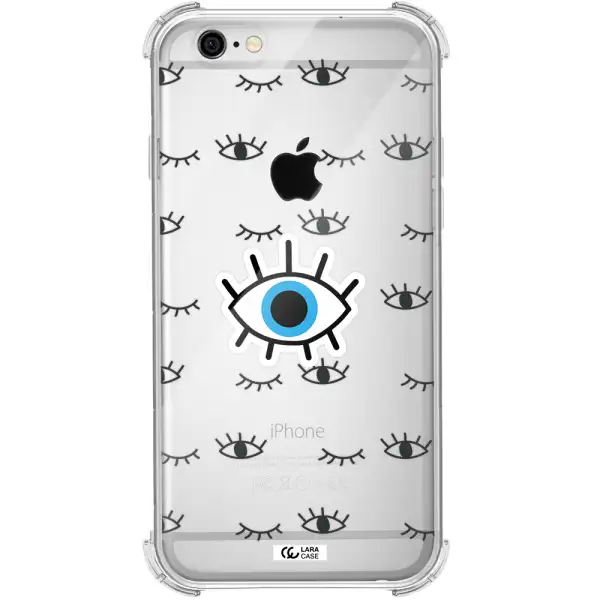a blue eye with black eyeballs and eyelashes Apple iPhone 6 Clear PC Case