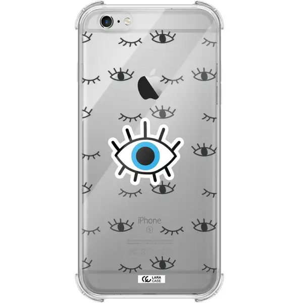 a blue eye with black eyeballs and eyelashes Apple iPhone 6 plus Clear PC Case
