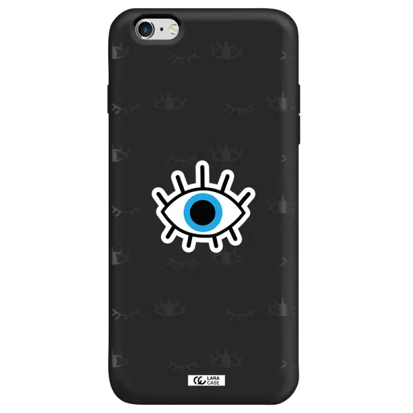 a blue eye with black eyeballs and eyelashes Apple iPhone 6 plus Silicone black Case