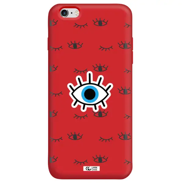 a blue eye with black eyeballs and eyelashes Apple iPhone 6 plus Silicone Imperial Red Case