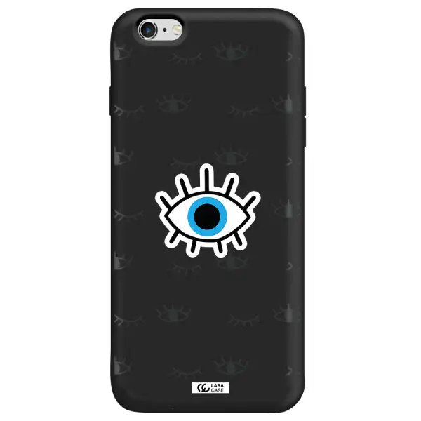a blue eye with black eyeballs and eyelashes Apple iPhone 6 s plus Silicone black Case