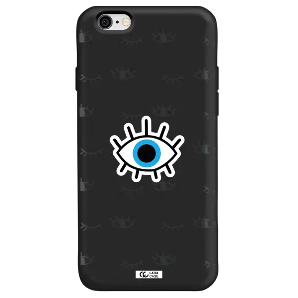 a blue eye with black eyeballs and eyelashes Apple iPhone 6 Silicone black Case