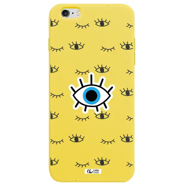 a blue eye with black eyeballs and eyelashes Apple iPhone 6S Silicone canary yellow Case