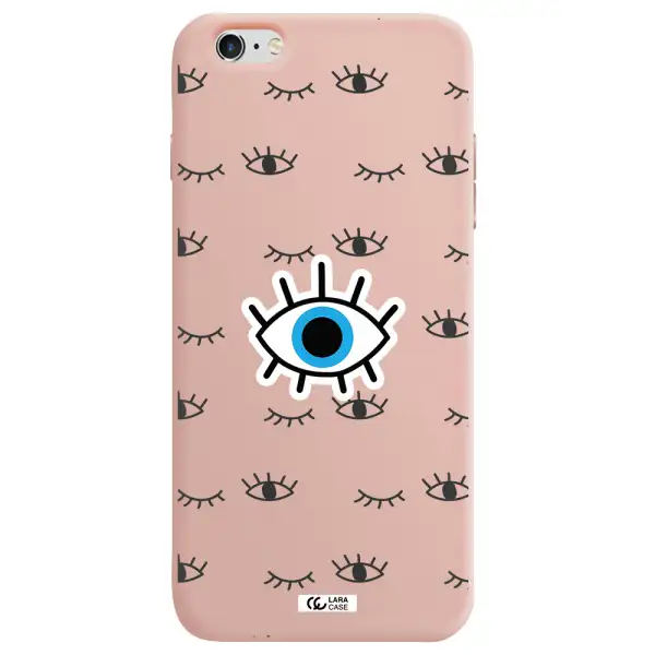 a blue eye with black eyeballs and eyelashes Apple iPhone 6S Silicone pastel pink Case