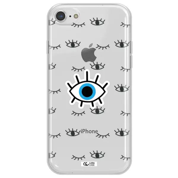 A Blue Eye With Black Eyeballs And Eyelashes Apple Iphone 7 Clear Tpu Case