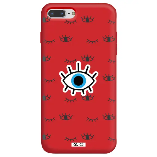 a blue eye with black eyeballs and eyelashes Apple iPhone 7 plus Silicone Imperial Red Case