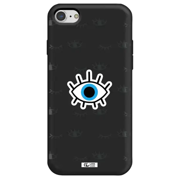 a blue eye with black eyeballs and eyelashes Apple iPhone 7 Silicone black Case