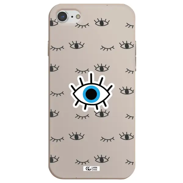 a blue eye with black eyeballs and eyelashes Apple iPhone 7 Silicone Stone Case