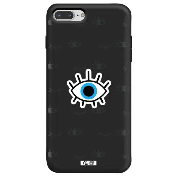 a blue eye with black eyeballs and eyelashes Apple iPhone 8 plus Silicone black Case
