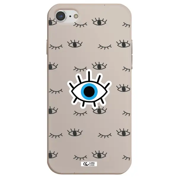 a blue eye with black eyeballs and eyelashes Apple iPhone 8 Silicone Stone Case